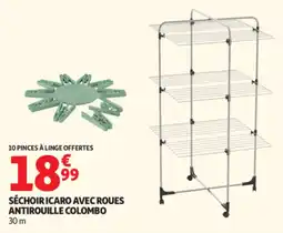 Auchan Séchoir icaro avec roues antirouille colombo offre