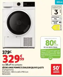Auchan Sèche linge pompe à chaleur qilive q.6273 offre