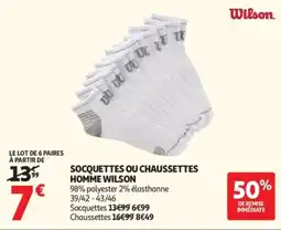 Auchan Socquettes ou chaussettes homme wilson offre