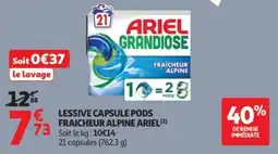 Auchan Lessive capsule pods fraicheur alpine ariel offre