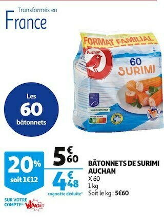 Auchan Auchan bâtonnets de surimi offre