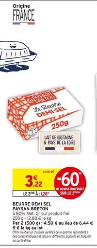 Intermarché Paysan breton beurre demi-sel offre