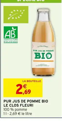 Intermarché Le clos fleuri pur jus de pomme bio offre