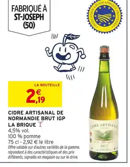 Intermarché La brique cidre artisanal de normandie brut igp offre