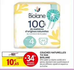 Intermarché Biolane couches naturelles t4 x44 offre
