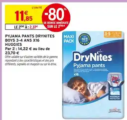 Intermarché Huggies pyjama pants drynites boys 3-4 ans x16 offre