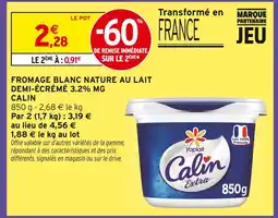 Intermarché Yoplait calin extra fromage blanc nature au lait demi-écrémé 3.2% mg offre
