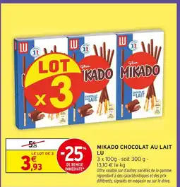 Intermarché Lu mikado chocolat au lait offre