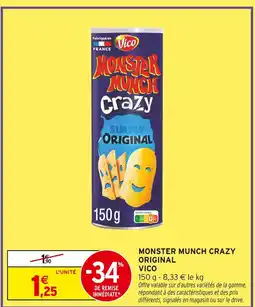Intermarché Vico monster munch crazy original offre