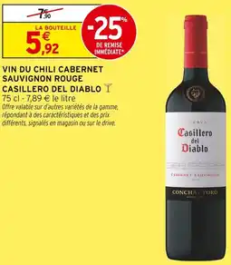 Intermarché Casillero del diablo vin du chili cabernet sauvignon rouge offre