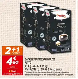 Netto Netto capsules expresso piano x22 offre