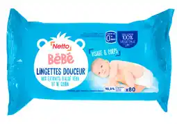 Netto Netto lingettes bébé douceur visage et corps x80 offre