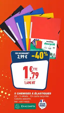 Bureau Vallée Exacompta 5 chemises à élastiques offre