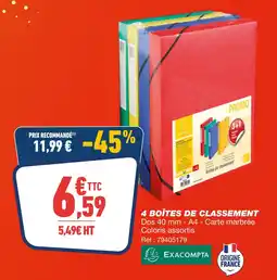 Bureau Vallée Exacompta 4 boîtes de classement offre