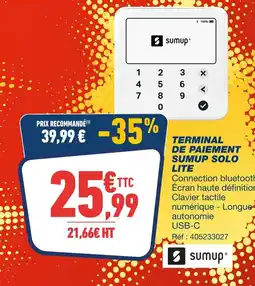 Bureau Vallée Sumup terminal de paiement sumup solo lite offre