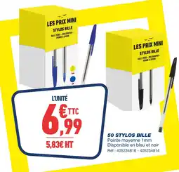 Bureau Vallée 50 stylos bille offre