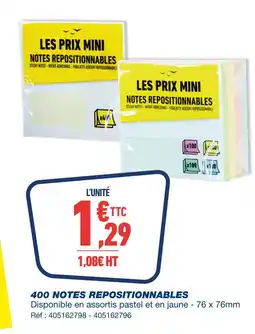 Bureau Vallée Notes repositionnables offre