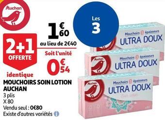 Auchan Auchan mouchoirs soin lotion offre