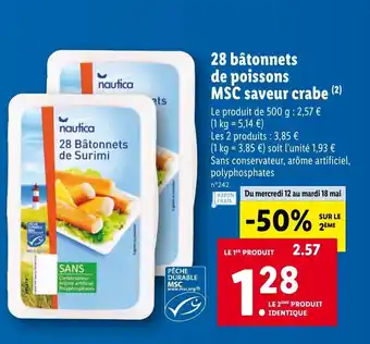 Lidl 28 bâtonnets de poissons offre