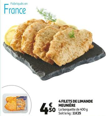 Auchan 4 filets de limande meunière offre
