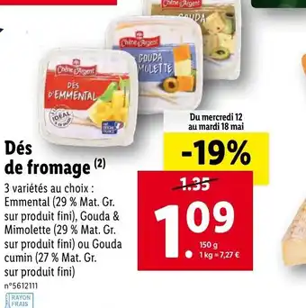 Lidl Dés de fromage offre