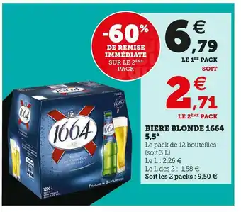 U Express 1664 biere blonde 5,5° offre