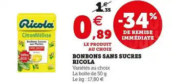 U Express Ricola bonbons sans sucres offre