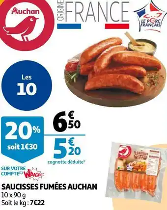 Auchan Auchan saucisses fumées offre