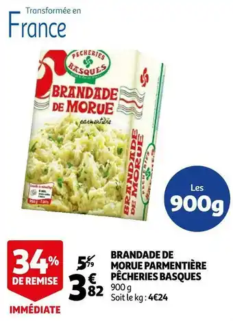 Auchan Pêcheries basques brandade de morue parmentière offre