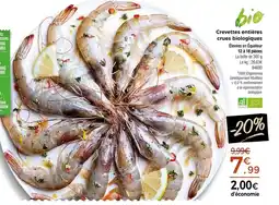 Thiriet Crevettes entières crues biologiques offre
