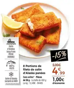 Thiriet 8 portions de filets de colin d'alaska panées offre