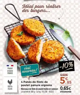 Thiriet 4 panés de filets de poulet panure oignons offre