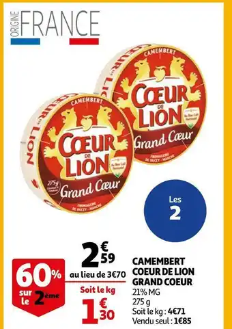 Auchan Camembert coeur de lion grand coeur offre