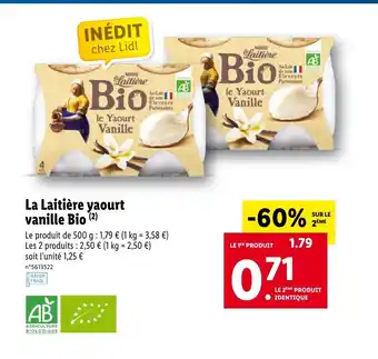 Lidl La Laitière yaourt vanille bio offre