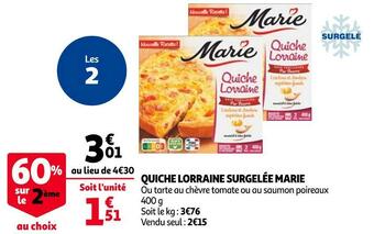 Auchan Marie quiche lorraine surgelée offre