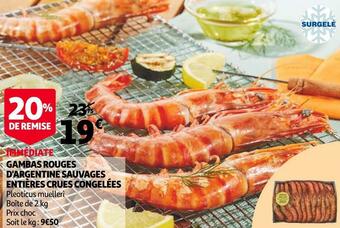 Auchan Gambas rouges d'argentine sauvages entières crues congelées offre