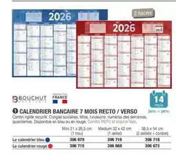 Hyperburo Bouchut - calendrier bancaire 7 mois recto / verso offre
