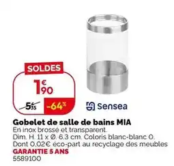 Weldom Sensea - gobelet de salle de bains mia offre