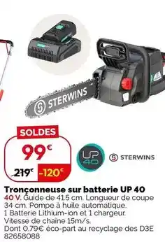 Weldom Sterwins - tronçonneuse sur batterie up 40 offre