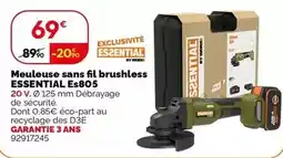 Weldom Worx - meuleuse sans fil brushless essential es805 offre