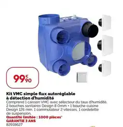 Weldom Kit vmc simple flux autoréglable à détection d'humidité offre