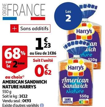 Auchan Harrys american sandwich nature offre
