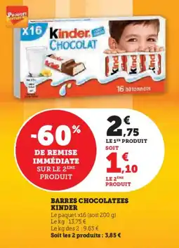 U Express Barres chocolatees kinder offre