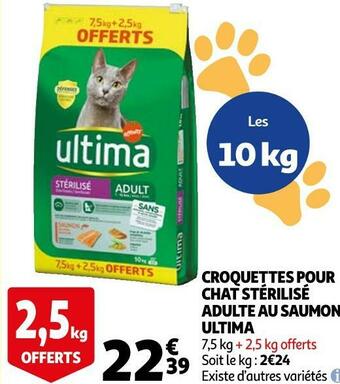 Auchan Ultima croquettes pour chat stérilisé adulte au saumon offre