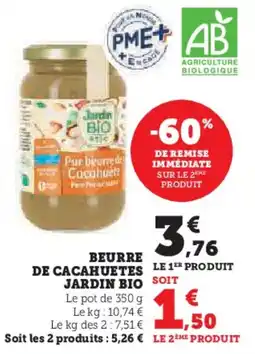 U Express Beurre de cacahuetes jardin bio offre