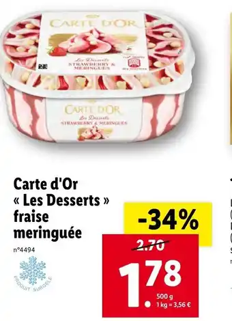 Carte d'or les desserts fraise
