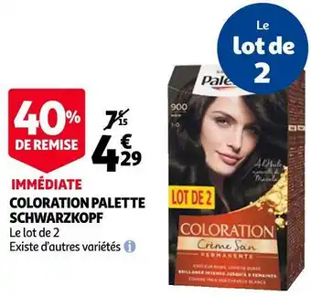 Auchan Schwarzkopf coloration palette offre