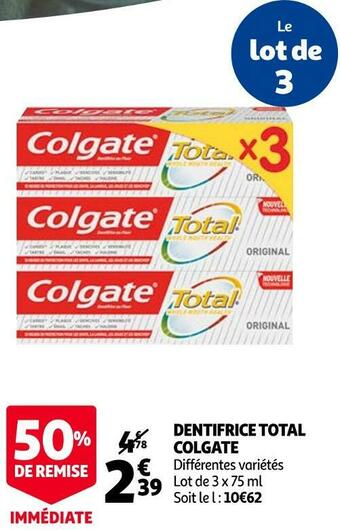 Auchan Colgate dentifrice total offre