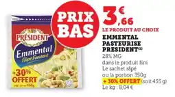 U Express Emmental pasteurise president offre