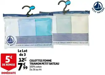 Auchan Petit bateau culottes femme trianon offre
